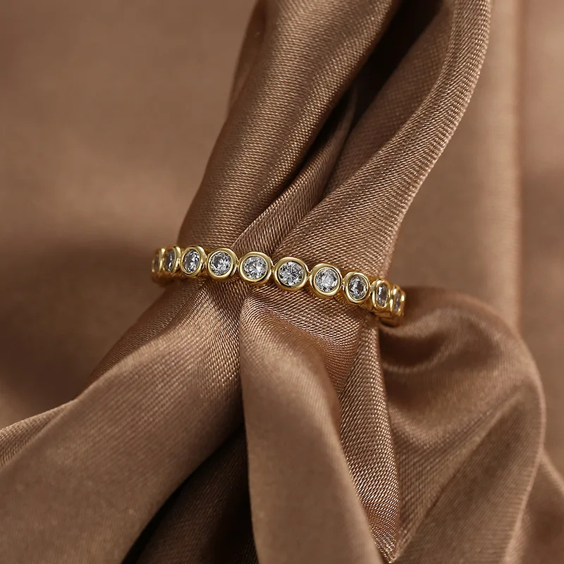 Women jewelry trendy fashion 18K gold plating Ring White Zirconium Index Ring