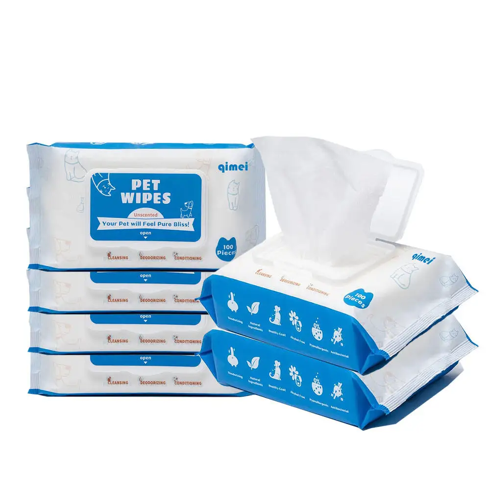 OEM ODM Private Label Pet Wet Wipes Cotton For Dogs Cats Mouth Feet Eyes Cleaning Grooming
