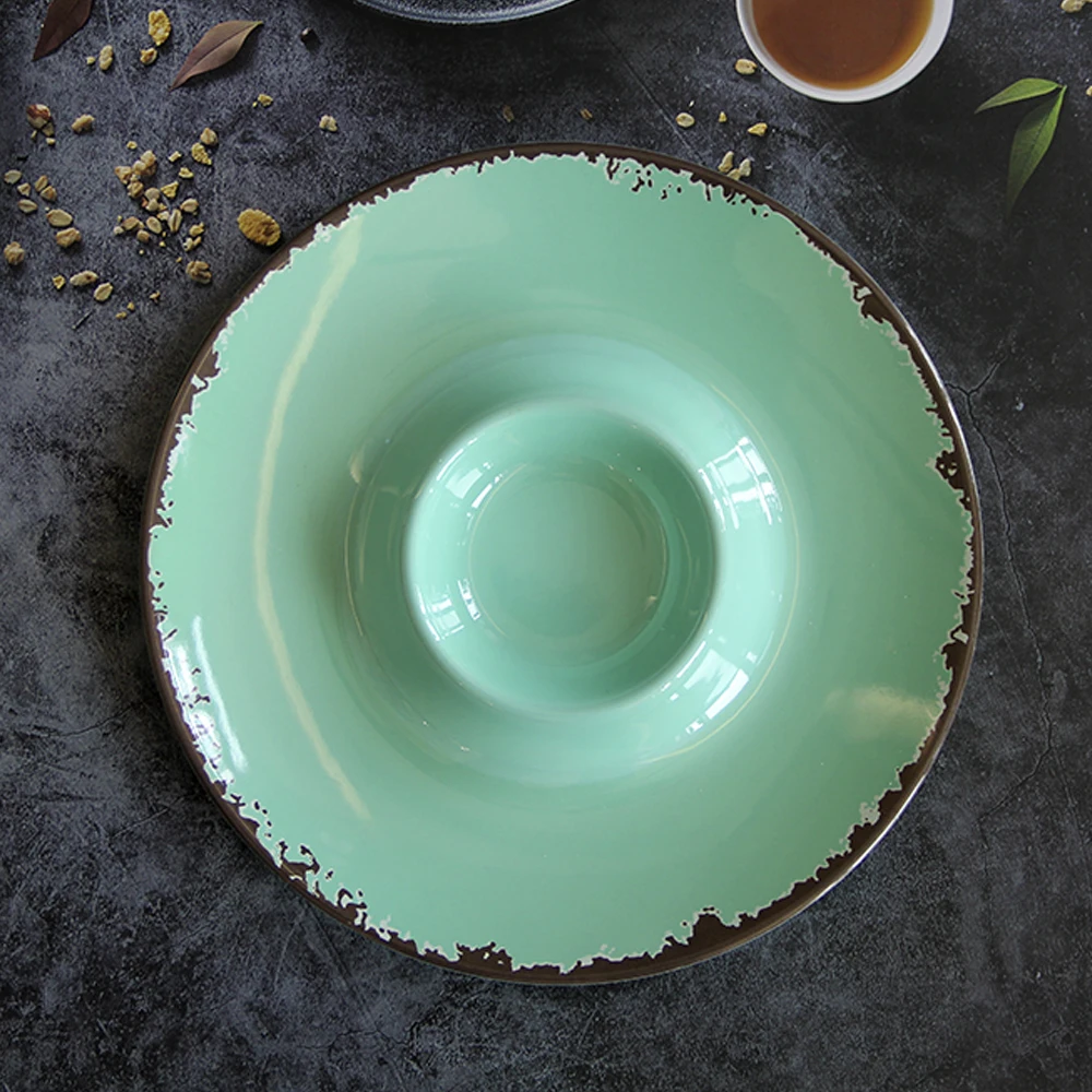 High Quality Different Color Support Custom Melamine Dinnerware Sets Melamine Dinner Set teal Melamine Tableware
