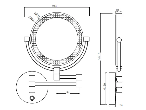 10X Wall Mounted Extension Mirror Double Sided Magnifying Bathroom Makeup Mirror