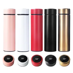 Eco-friendly 500ml Stainless Steel Insulated Thermal Vacuum Temperature Display Water Bottle Thermos Flask with Tea Filter