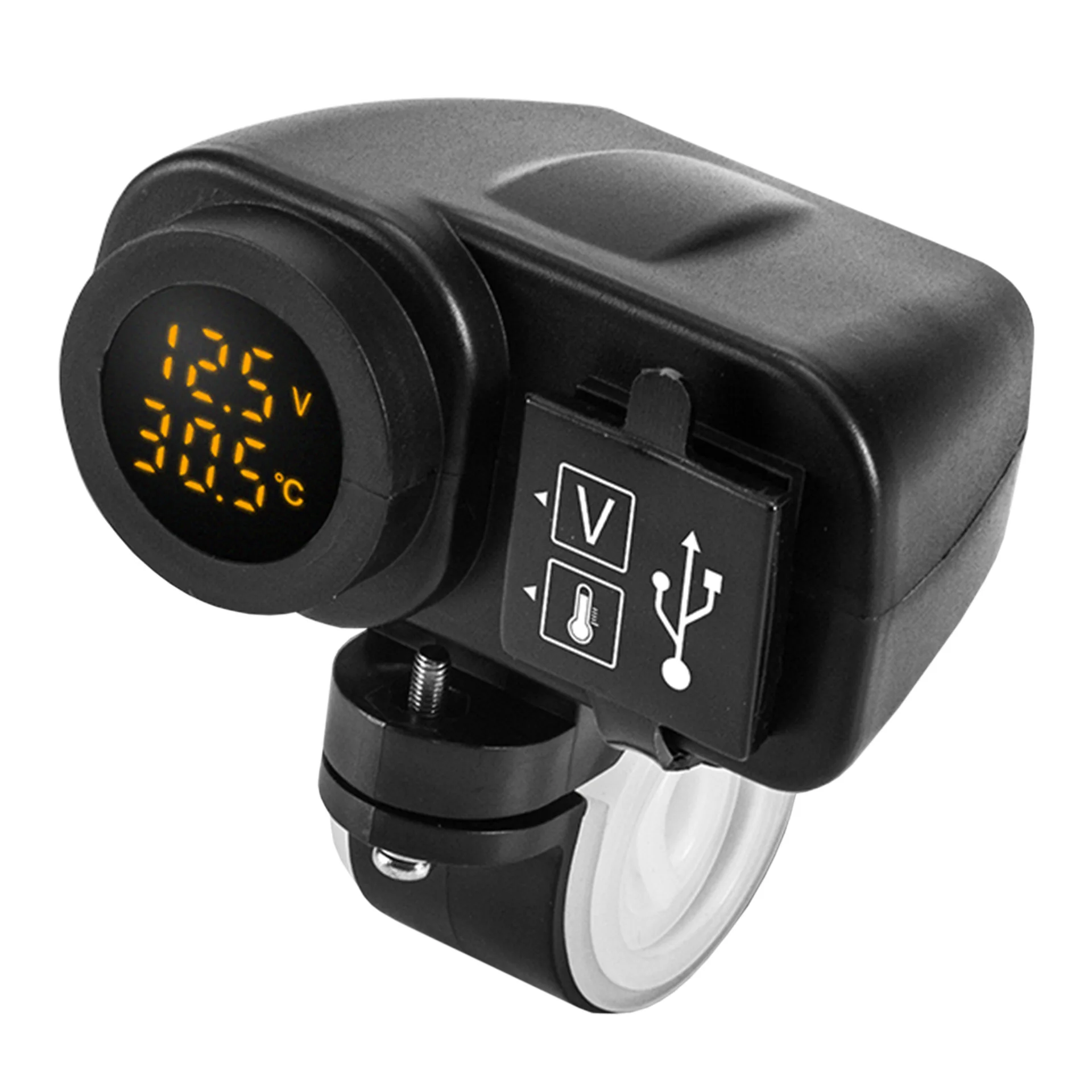 Cross-Border Supply Motorcycle Car Charger One to Two Multifunctional Voltage Thermometer Double