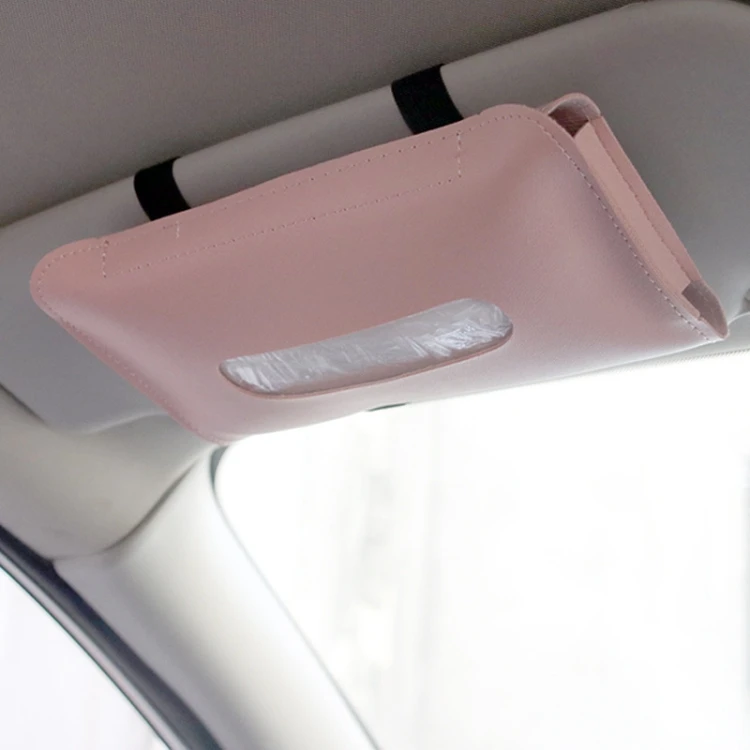 Wholesales price Car Armrest Box Sun Visor Hanging Leather Tissue Box home use