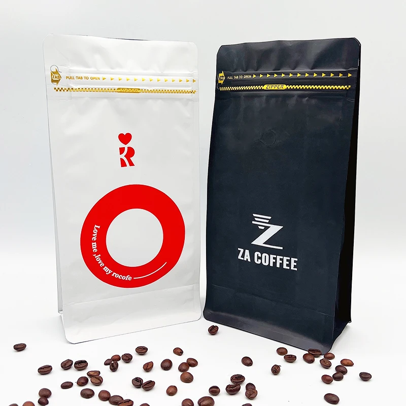 China factory 250g matt finish black ziplock roasted coffee bag pouches bag of coffee beans