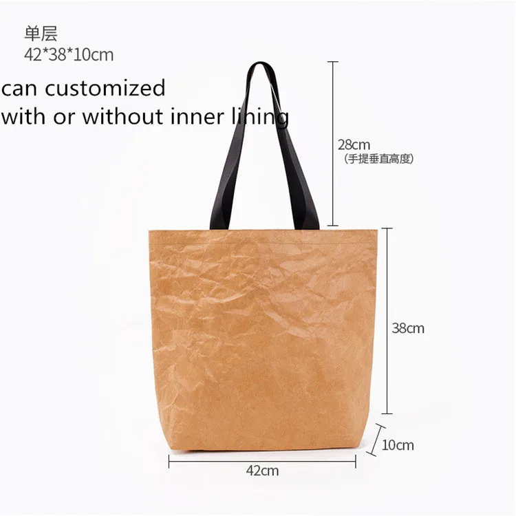 Custom Logo Reusable Tyvek Shopping Bags Light Weight Waterproof Dupont Paper Grocery Bag