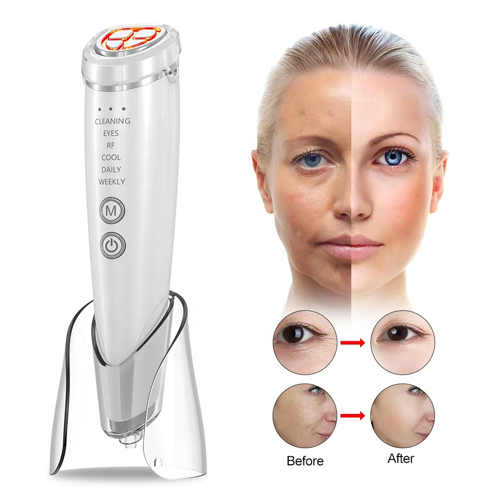 New Face Massager Led Red Light Eye Care Therapy Face Care Micro Current Facial Massage Equipment With Heat Cold Compression