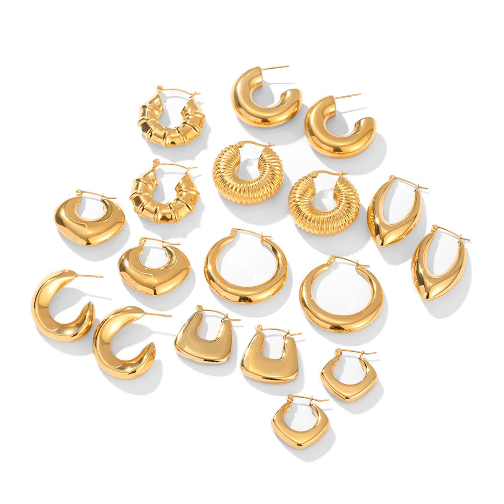 Fashion Luxury Gold Stud Metal 18K Gold Stainless Steel Earrings Jewelry Wholesale