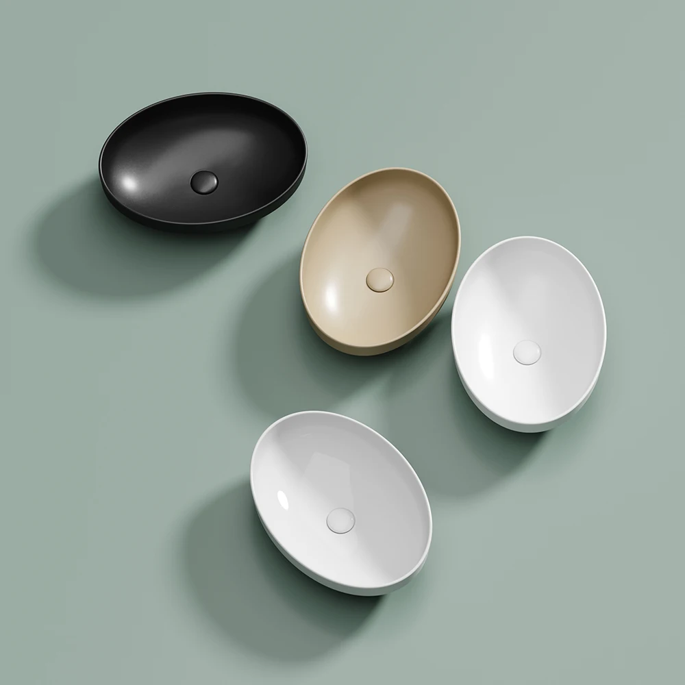 Nordic art basin matte color countertop lavabo luxury bathroom sinks round ceramic black and matte beige wash basin