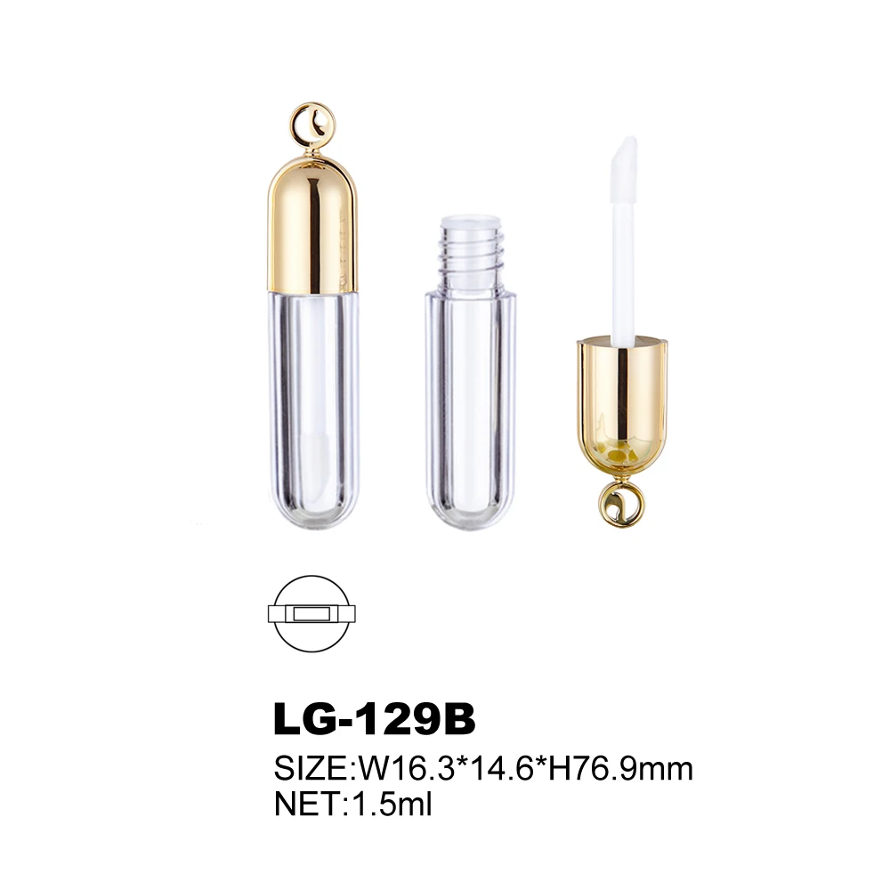 Liquid lipgloss tube 2022 unique 1.5ml gold lip gloss container empty crown mini keychain lip gloss tubes with  wands