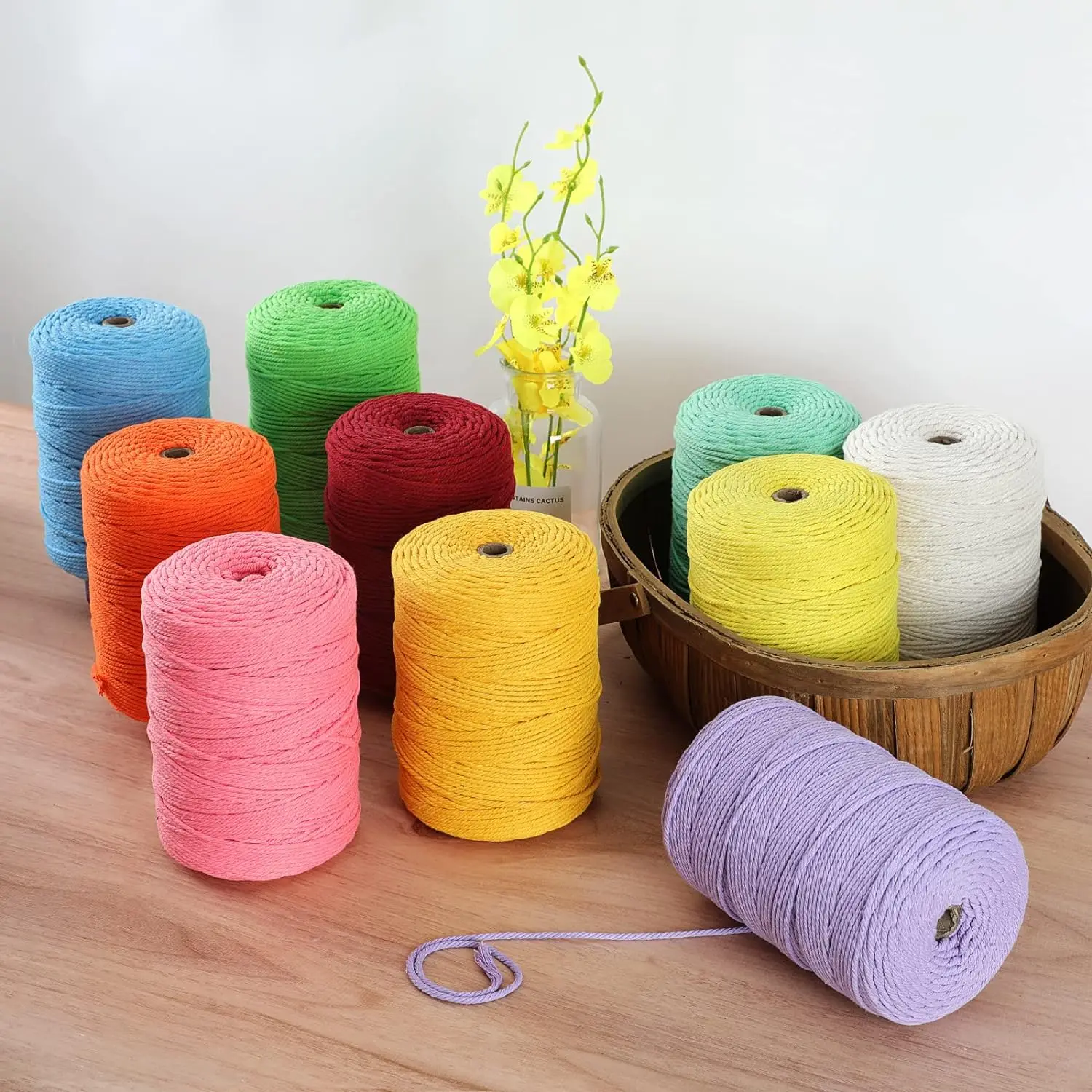 zhengfeng  Wholesale wall decorative Diy Handmade Braided rope 100% Natural Cotton white macrame cord twisted cord