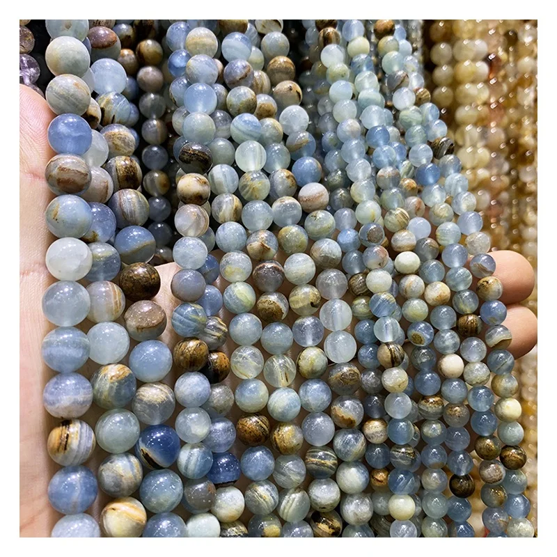 XSJ 6/8/10mm calcite beads heailing crystal gemstone Lemurian Aquatine Calcite Blue Onyx natural stone blue calcite beads