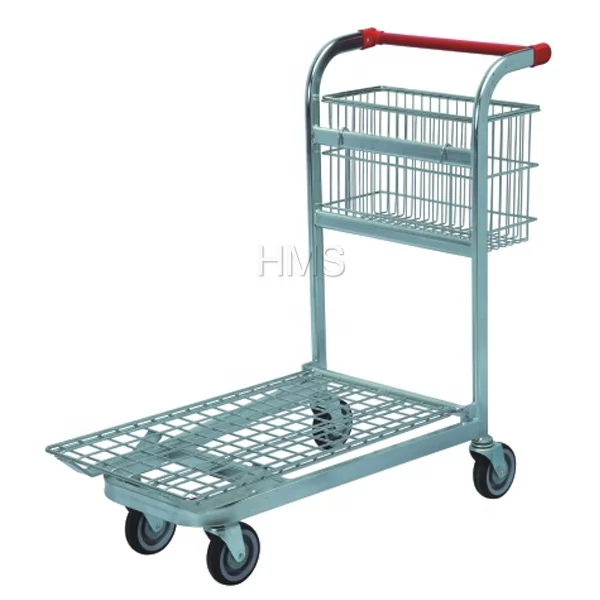 Supermarket Warehouse Trolley Metal Carts Heavy Duty Transport Warehouse Carts