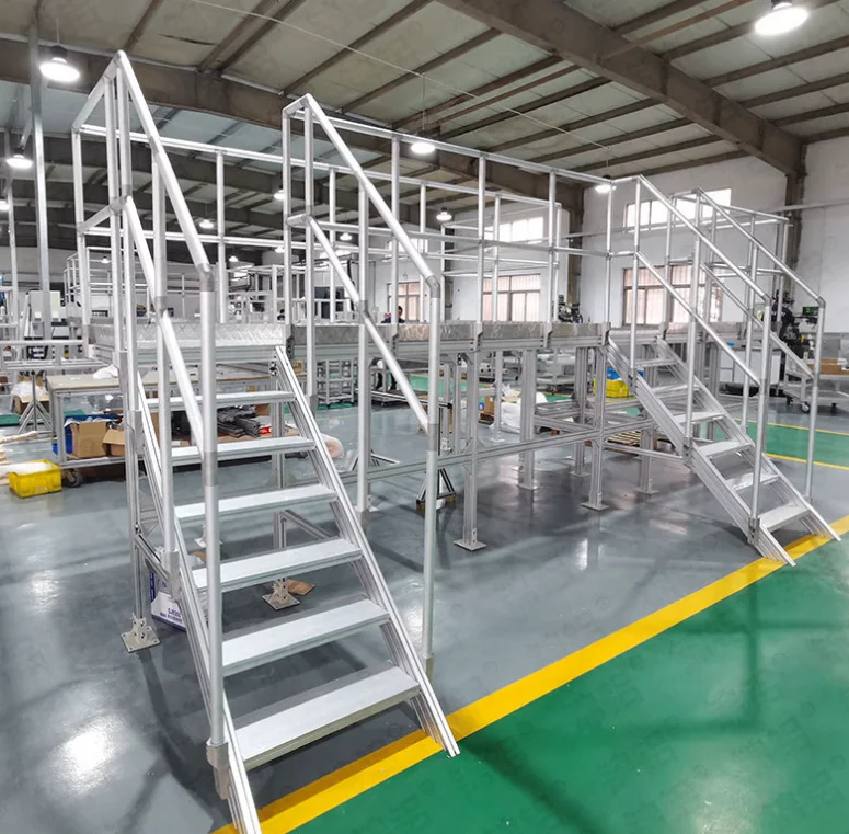industrial automation aluminum profile stairway ladder transfer maintenance platform