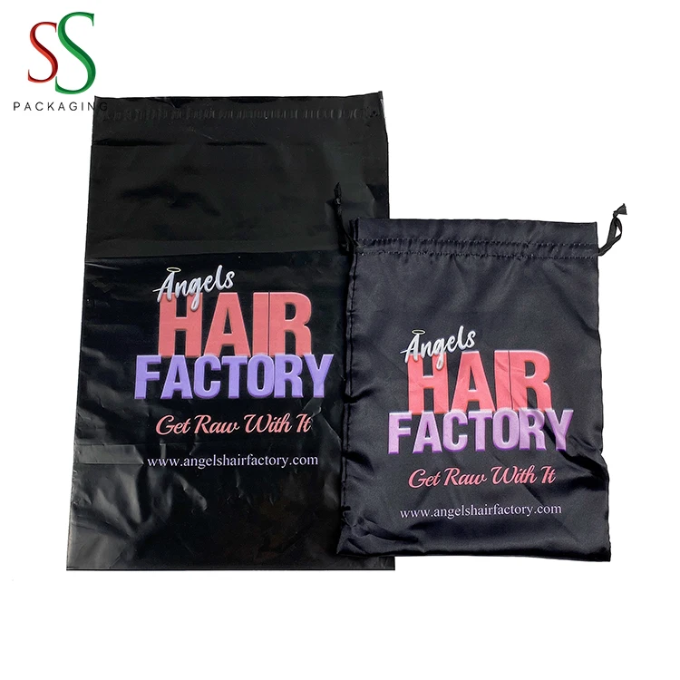 Good quality colorful logo print hair extension wig clothing shoes shipping bag custom poly mailer bag