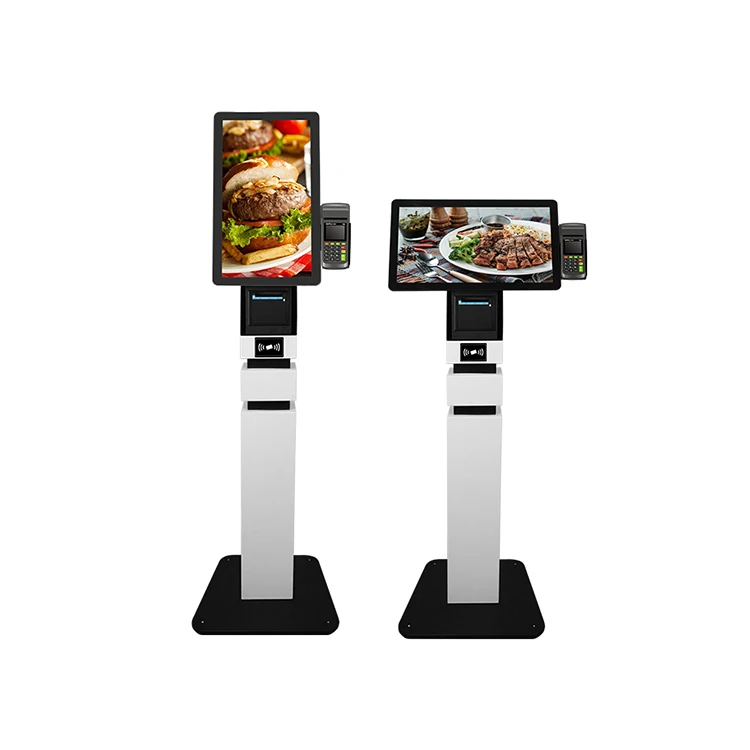 Hot sale accept customized 21.5' ultra 4K display support scan print touch screen self ordering kiosk stand for restaurant