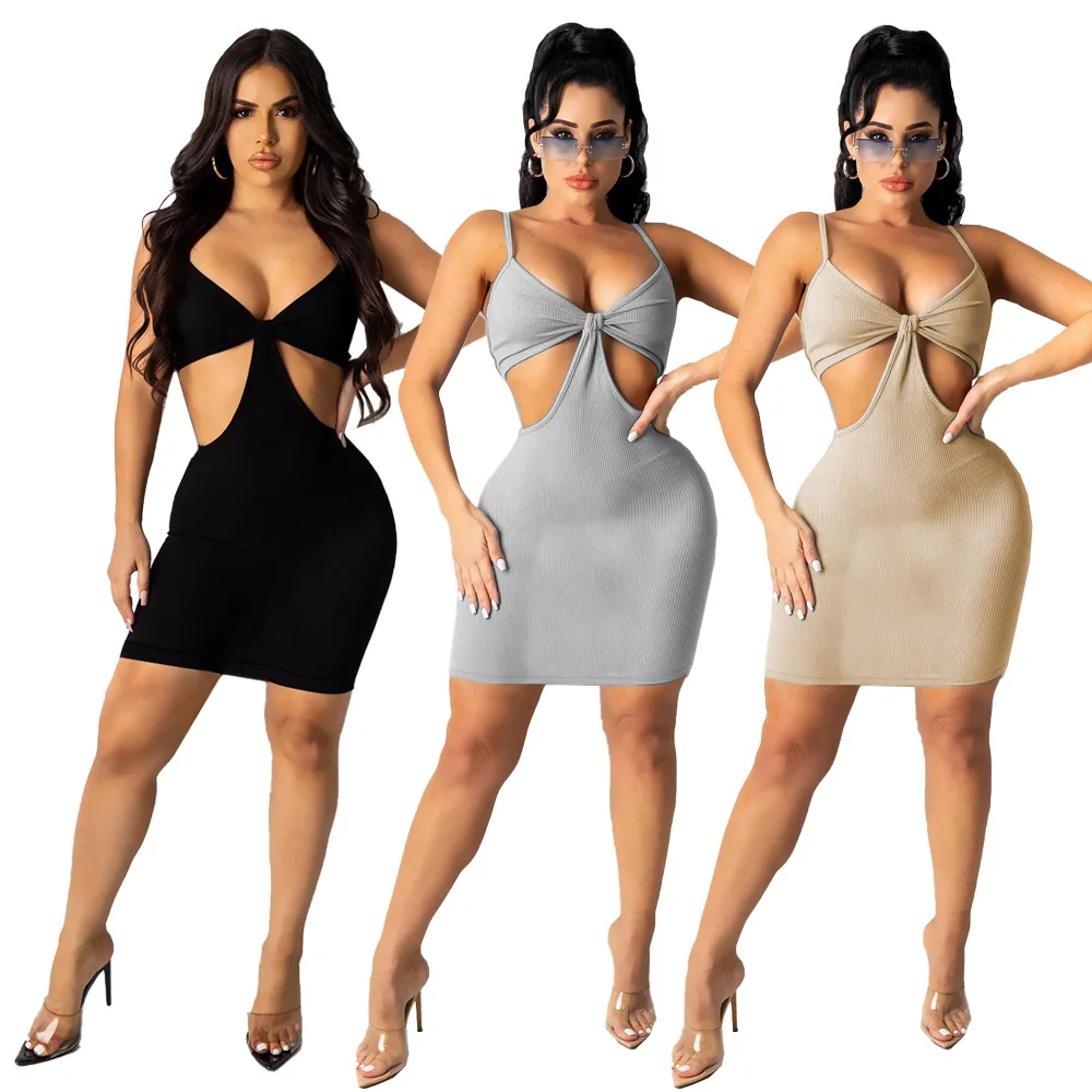 
Condole belt wraps the chest hollow-out sexy condole belt dresses short skirt 
