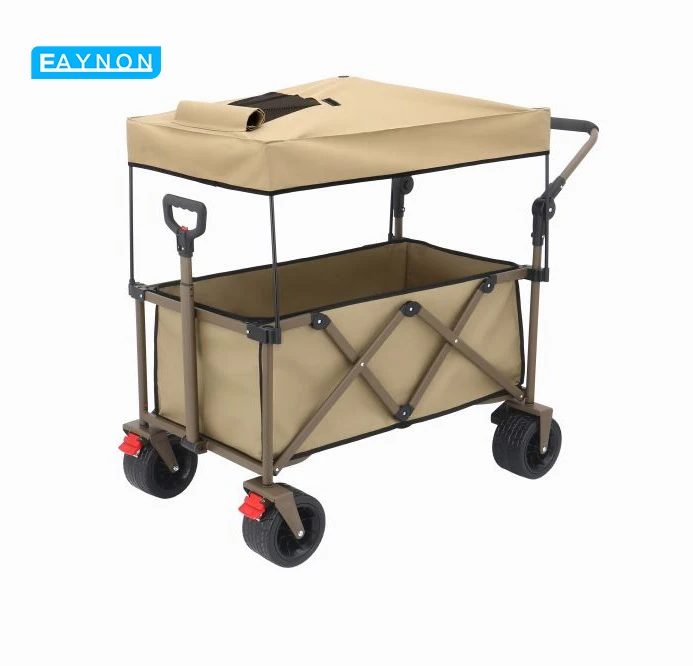 Eaynon Outdoor Folding Mesh Wagon Cart Large Capacity Portable Camping Cart For Shopping Tools Oem Supported