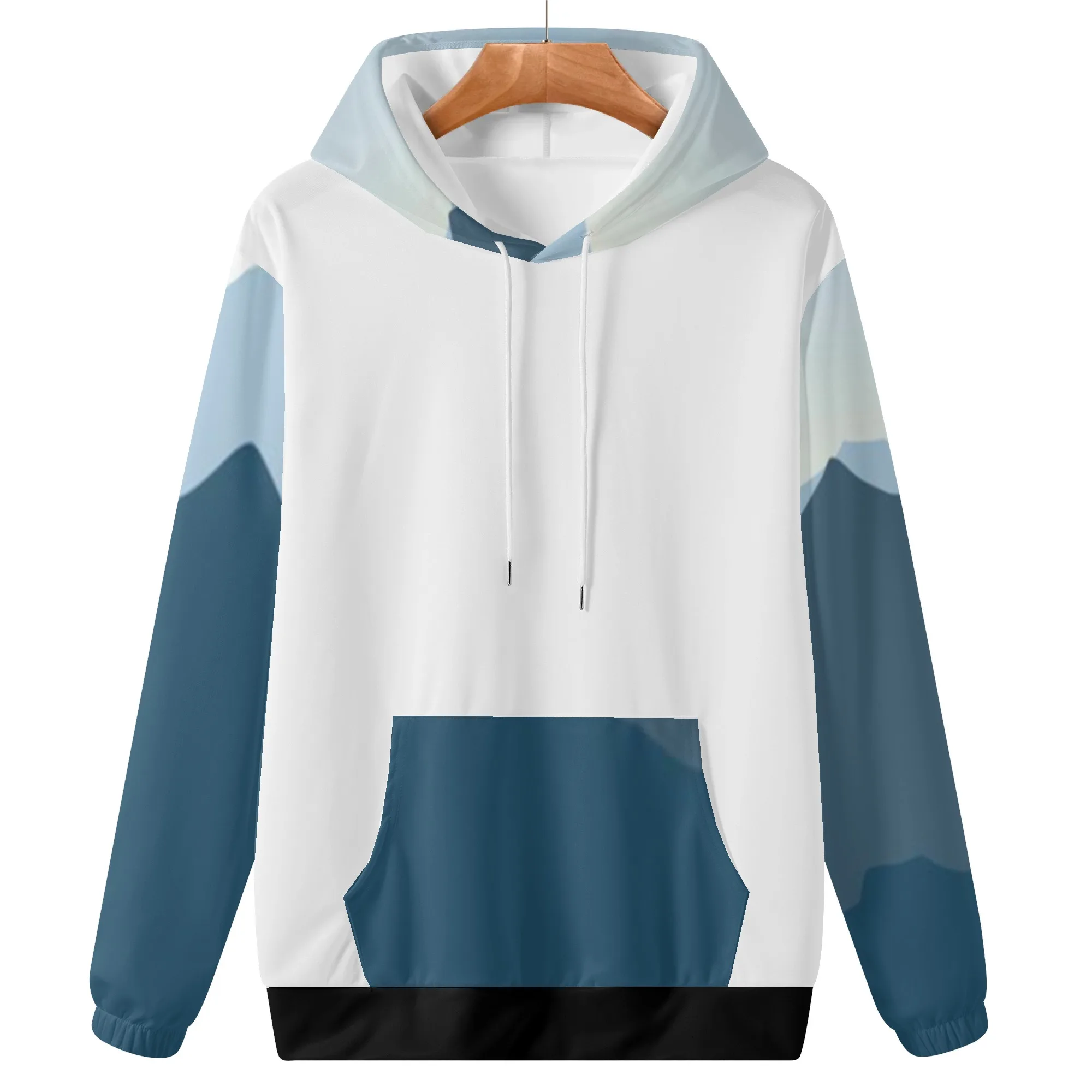 2023 perform hoodies sweatshirts long sleeve unisex Custom fabric pattern breathable essentials hoodie Blue and white