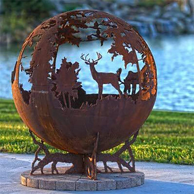 Стальной огнеупорный шар Corten металлический полый для
