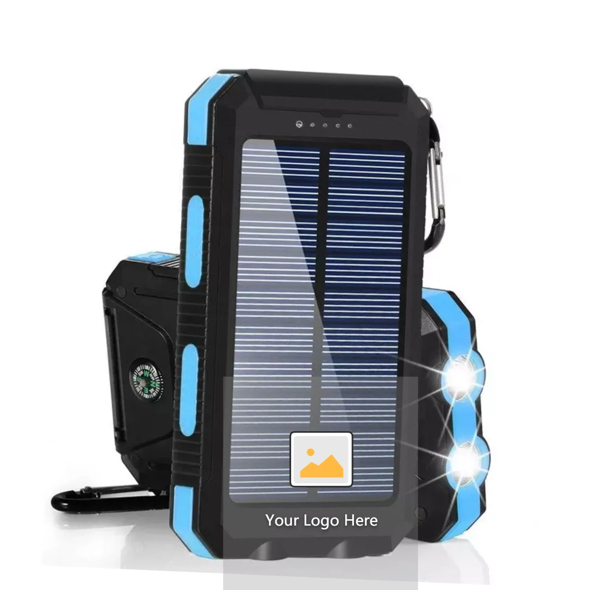 Shenzhen free logo adding Portable Solar Power Bank Waterproof Powerbank 20000mah Charger With Led Light