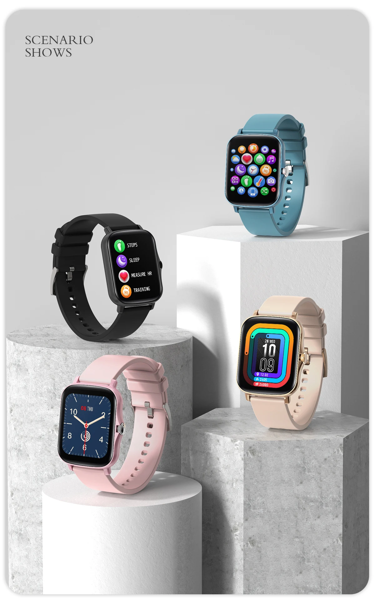 
2021 new Health and Fitness Smartwatch with Heart Rate Monitor step counting for Android iOS sport smart watchs 