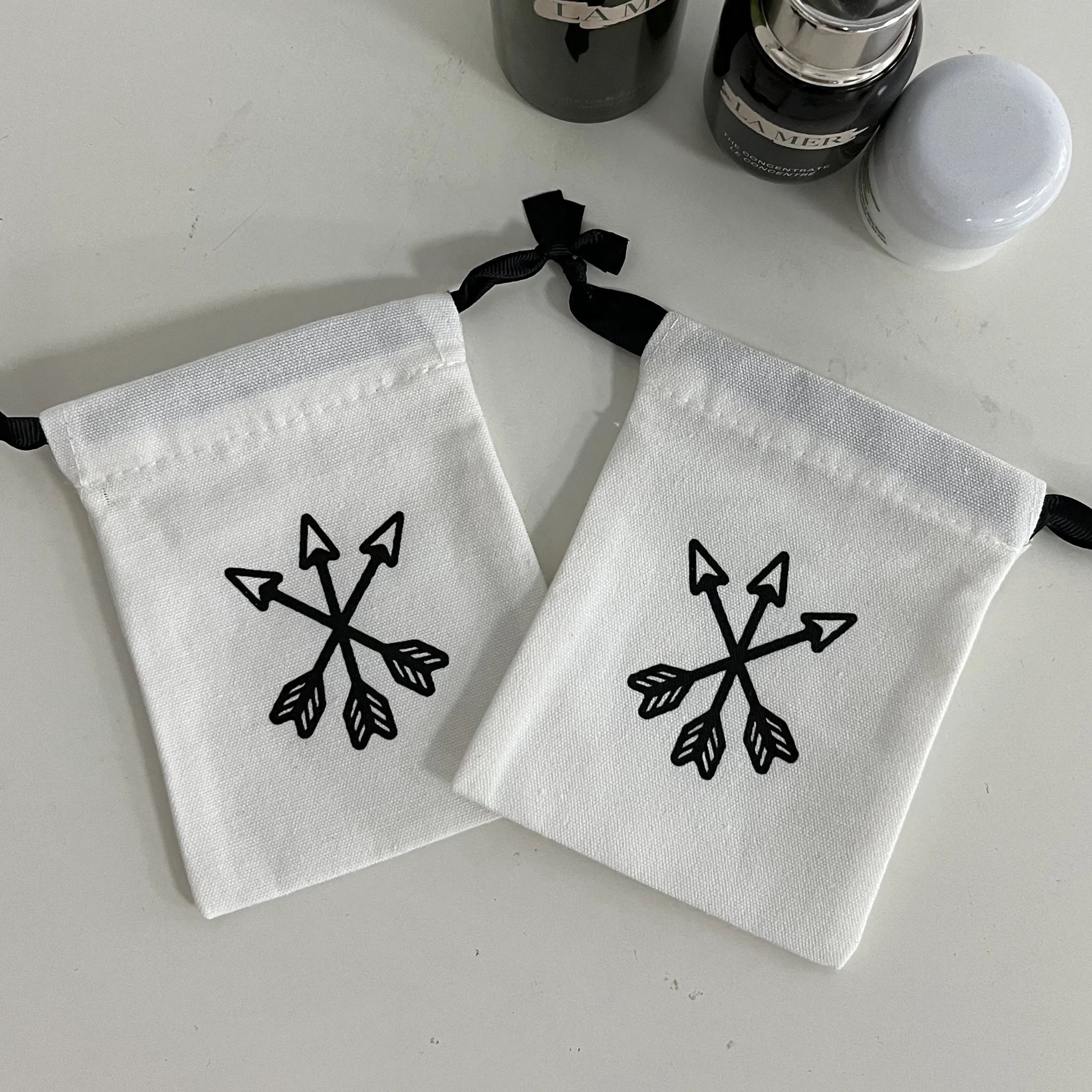 Manufacturer custom natural cotton drawstring bag beige cotton linen drawstring pouch with cotton string