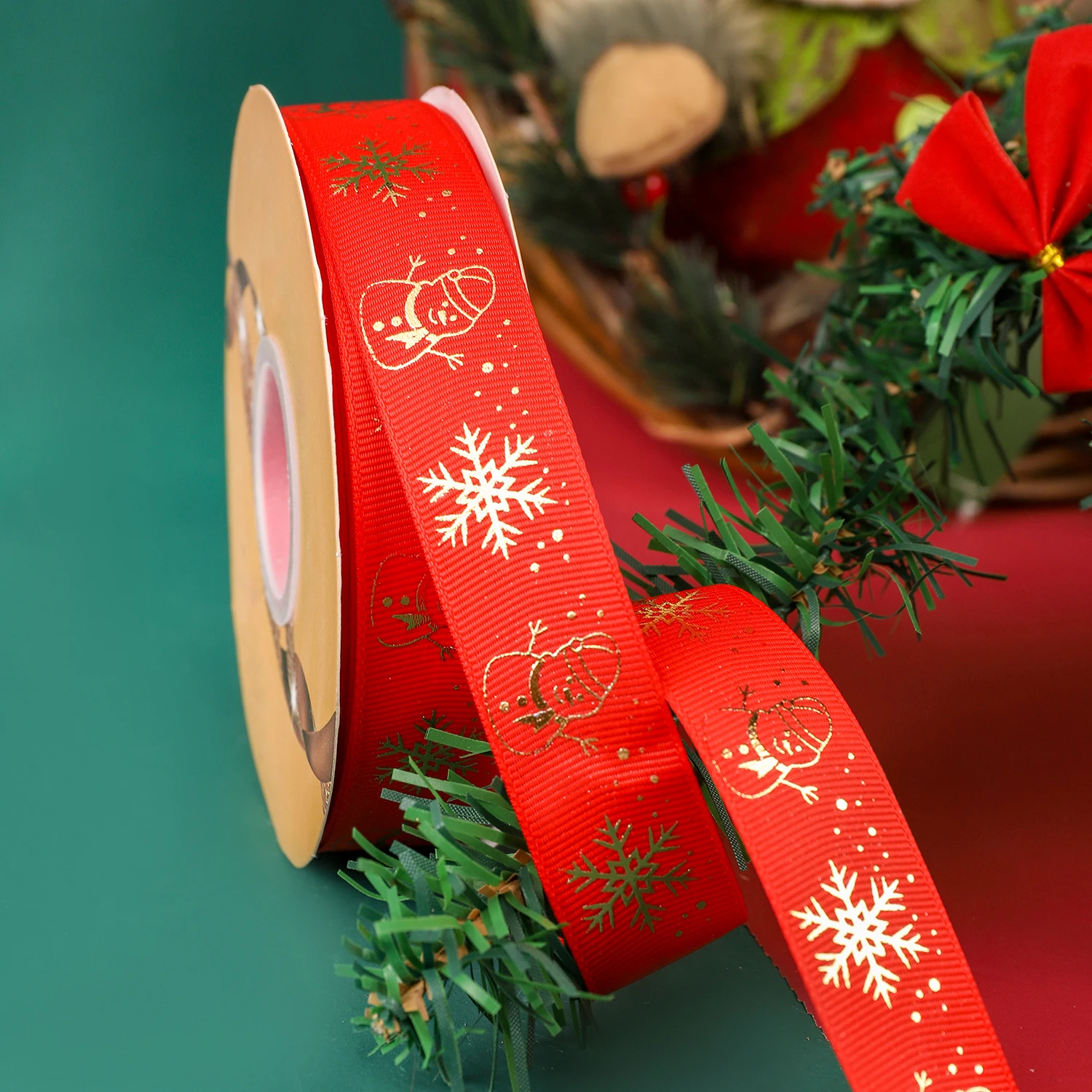 Customized wholesale Christmas ribbon ribbed letter printing ribbon flower materials gift packaging Christmas ribbon