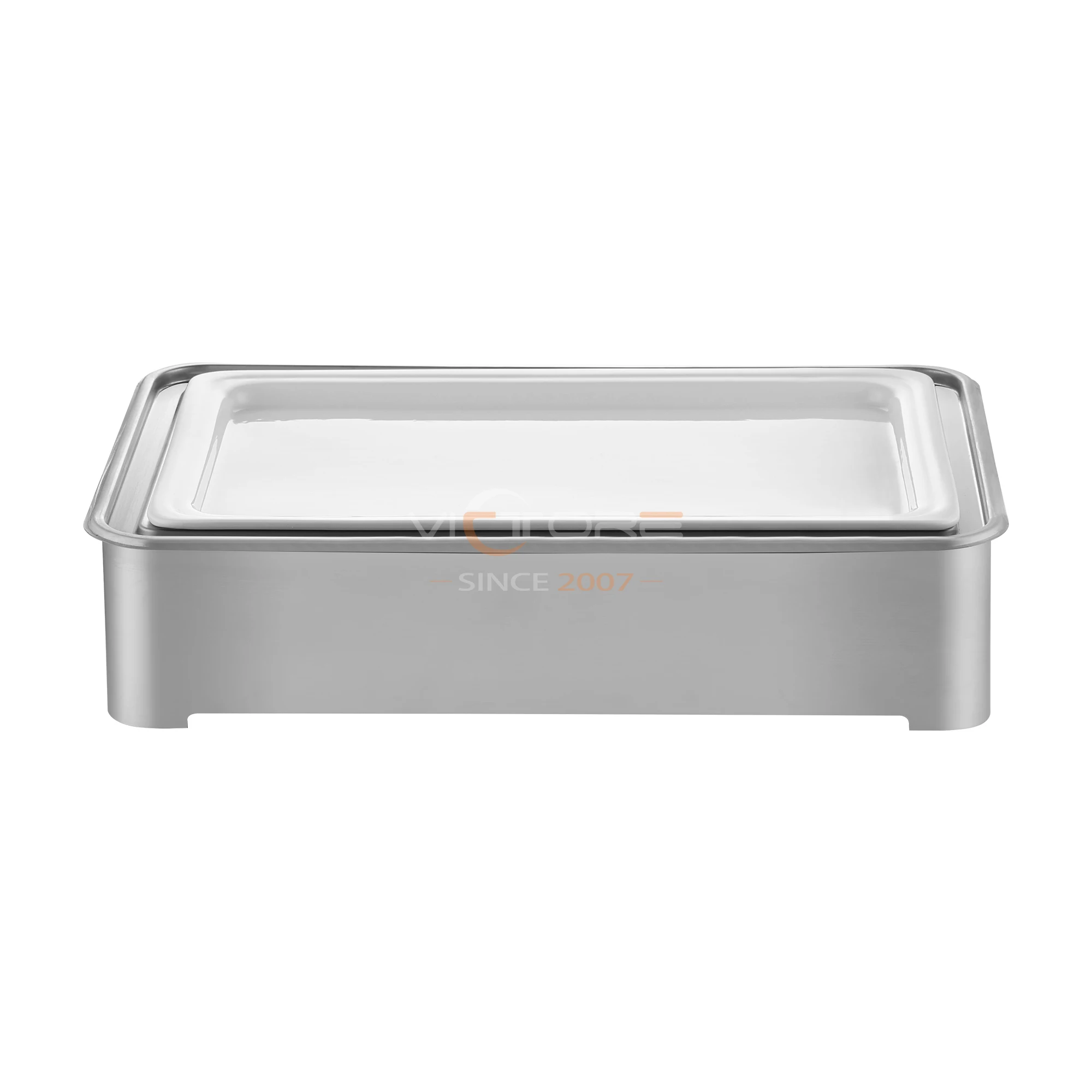 Party Restaurant Buffet Equipment Cooling System Cold Food Display Pans Cold Food Pans Display Case With PC Roll Top Cover