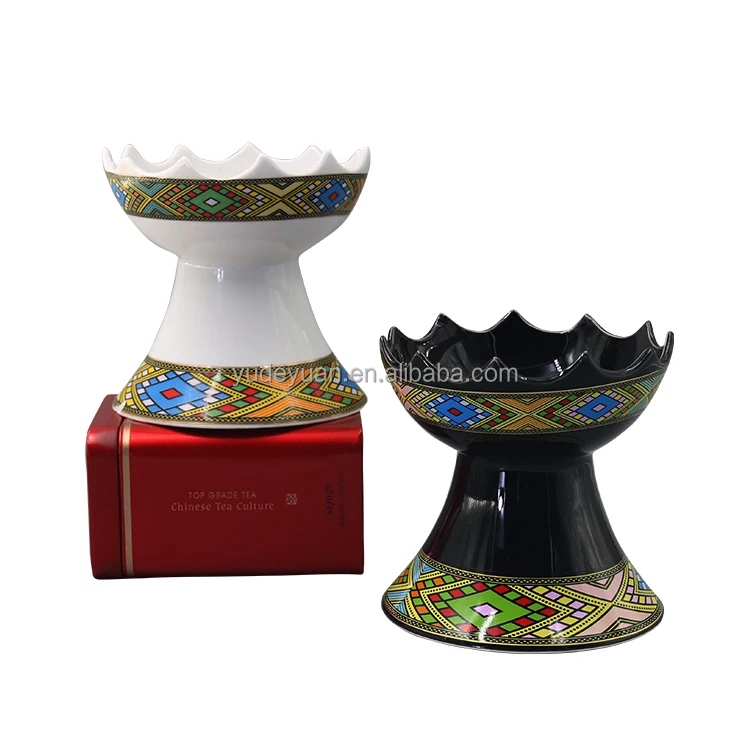 New Arrivals Classic ethiopian traditional saba designs print porcelain ceramic arabic incense burner