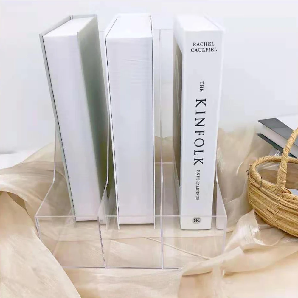 Transparent office file storage rack Acrylic partition bookshelf Desktop data storage rack