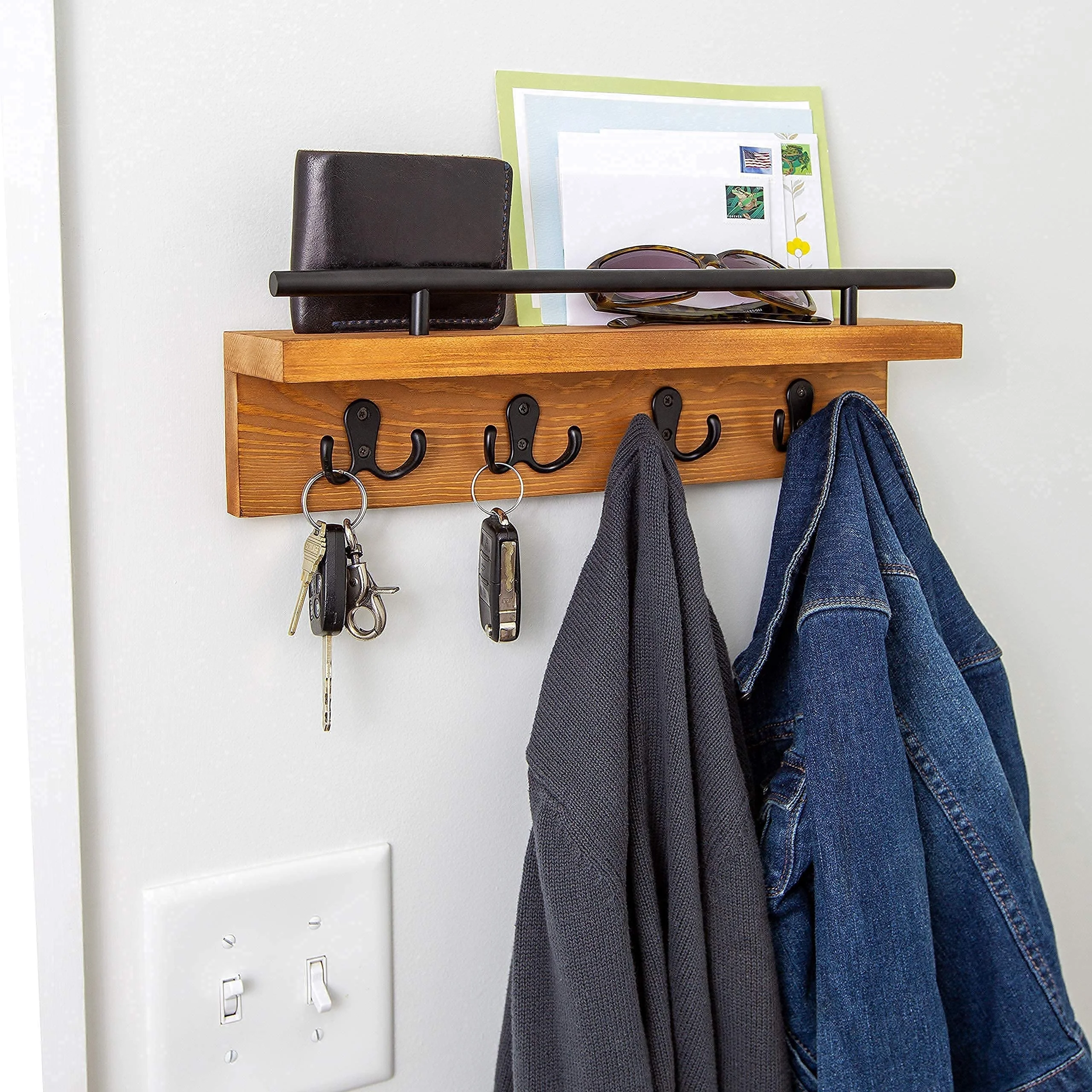 Custom wholesale durable minimalist wooden decorative mail and key holder wall hangings wooden key holder