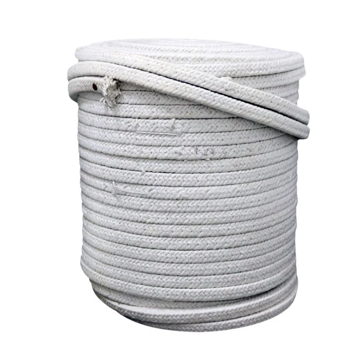 Aluminum silicate ceramic fiber rope heat thermal insulation fiber braided rope with fiberglass for kiln furnace