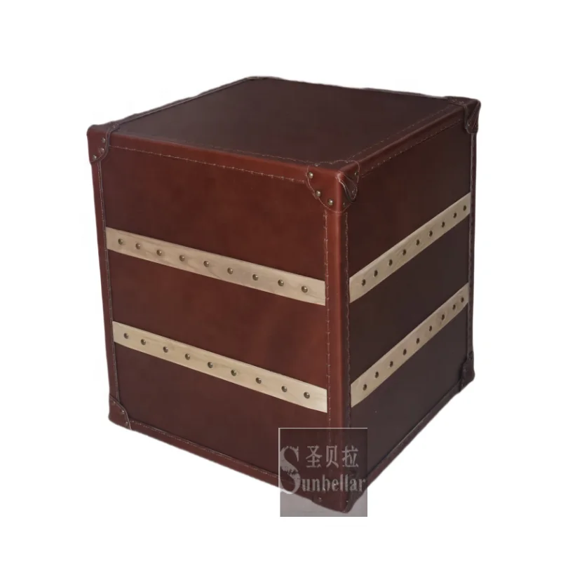 vintage genuine leather bedside night stand with 3 drawer side table chests cabinet bedroom night stand home furniture