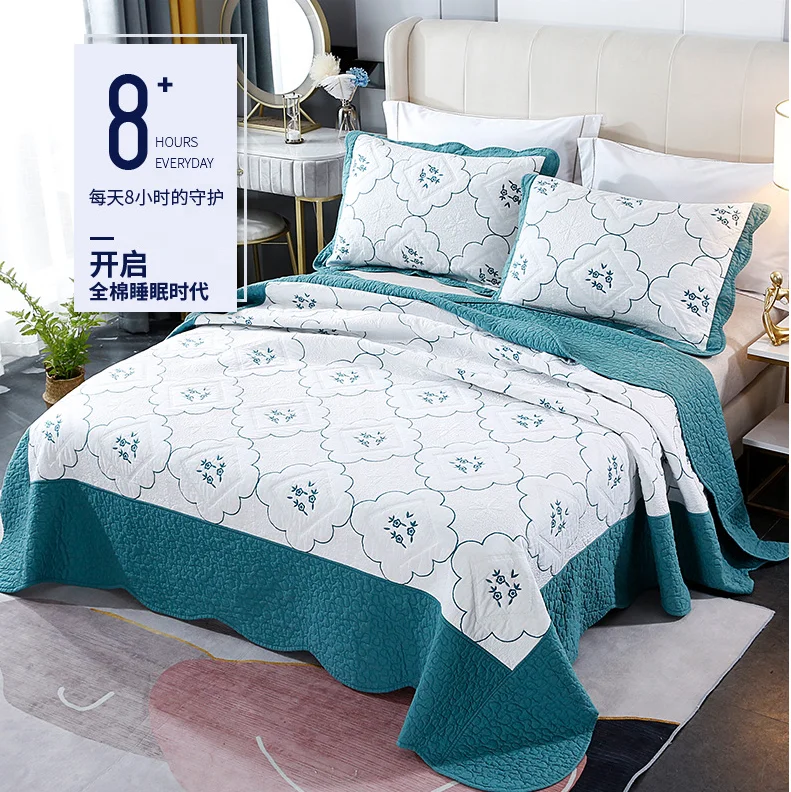 Manufacturers wholesale cotton Cool quilt  bedspread three piece sets quilting embroidered air conditioning quilt