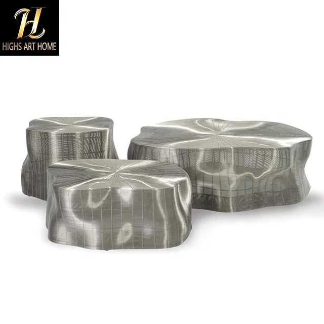 Italian Designer Villa Living Room Furniture Minimalism Stainless Steel Woven Composible Coffee Table