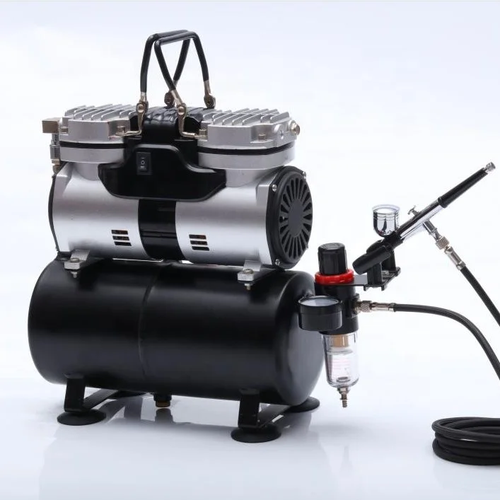 AS196K Two Cylinder Head Two Fans Airbrush Machine Kit  Airbrush Compressor