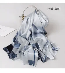 100% Silk Scarf Women Satin Printed Excellent Silk Scarf Bound Custom Printed Mulberry Silk Scarf
