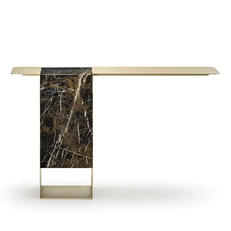 Champaign gold stainless steel console table luxury style for apartment villa hot sale design factory manufacture