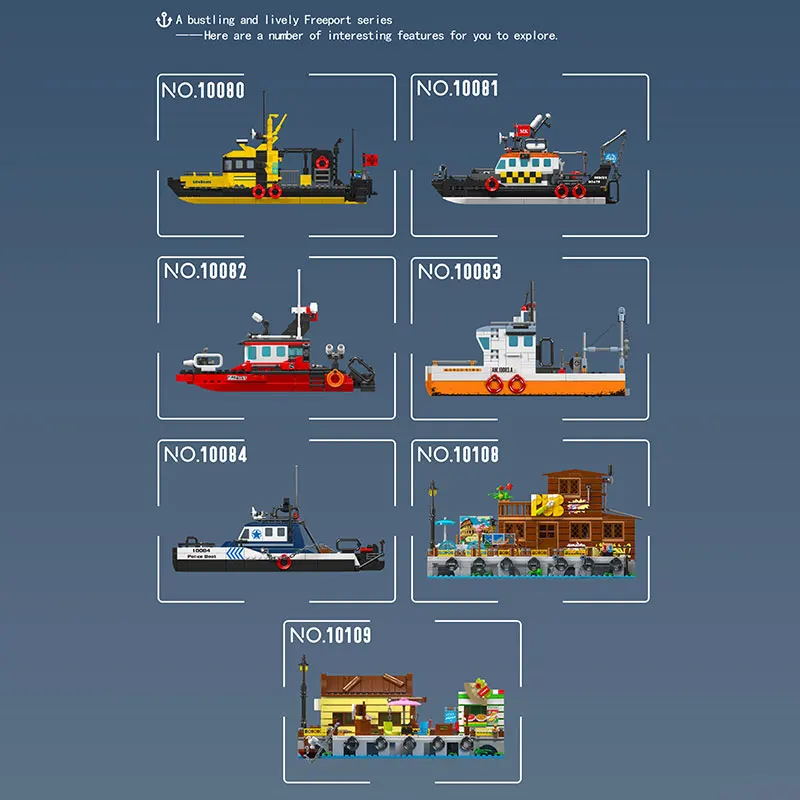 MOULD KING 10080 Norwegian Multi-purpose Lifeboat Plastic Assemble Kit Bricks Sets Mini Luxury Model