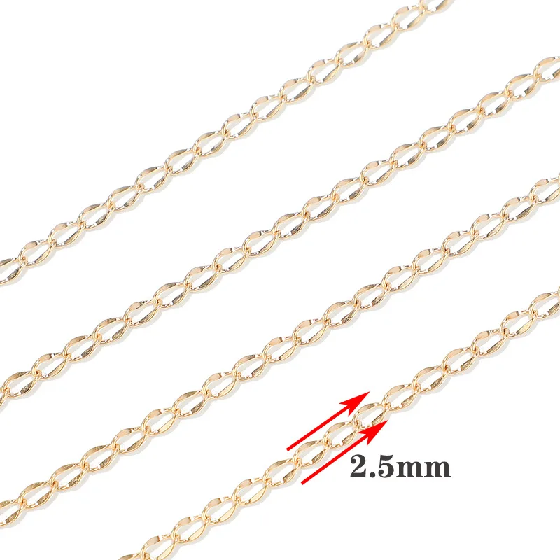 wholesale 2.5 mm width twisted extension chain jewelry making stainless steel PVD gold tail chain