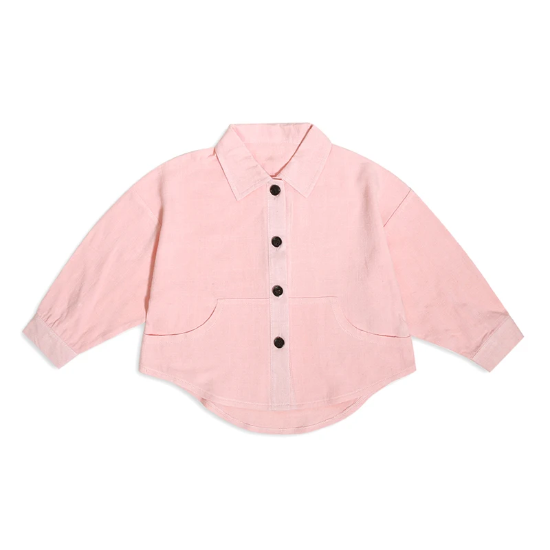 High Quality Custom Color Autumn Spring Kids Clothes Sweet Korean Style Long Sleeves Solid Tops Children Shirt Girls