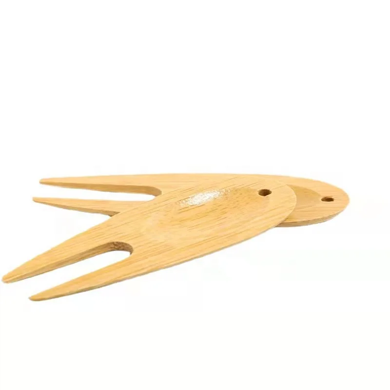 Заводской логотип на заказ от производителя Бамбуковая зеленая вилка для гольфа инструменты ремонта биоразлагаемые