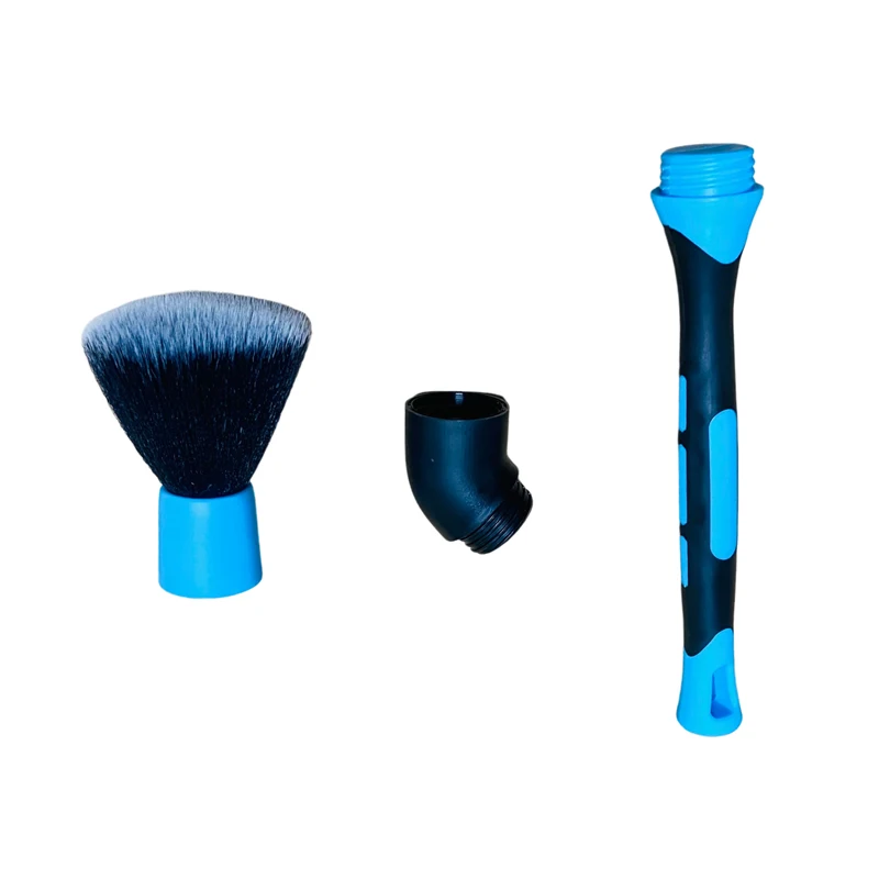 2022 New High Quality  Car Detailing Brush Set TPR Rubber Handle Replaceable Brush Head 3 Pack  With Box Package