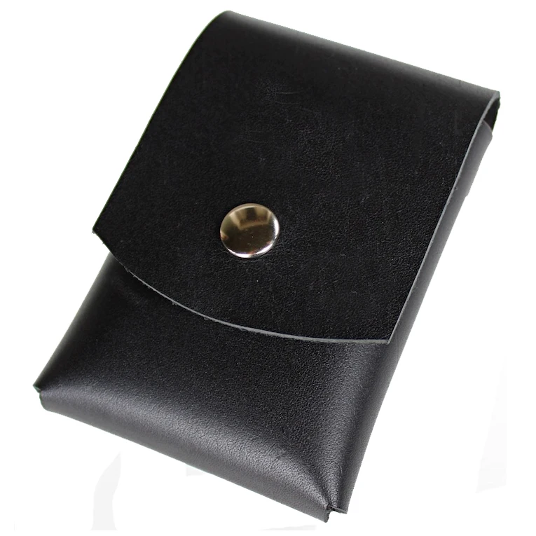 Handmade black leather playing card case