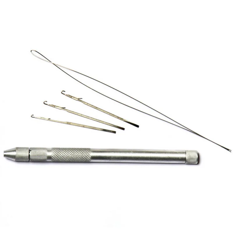 Multi-function Aluminum Hook Needle Loop Threader For Micro Rings Beads Links I-tip Hair Extensions