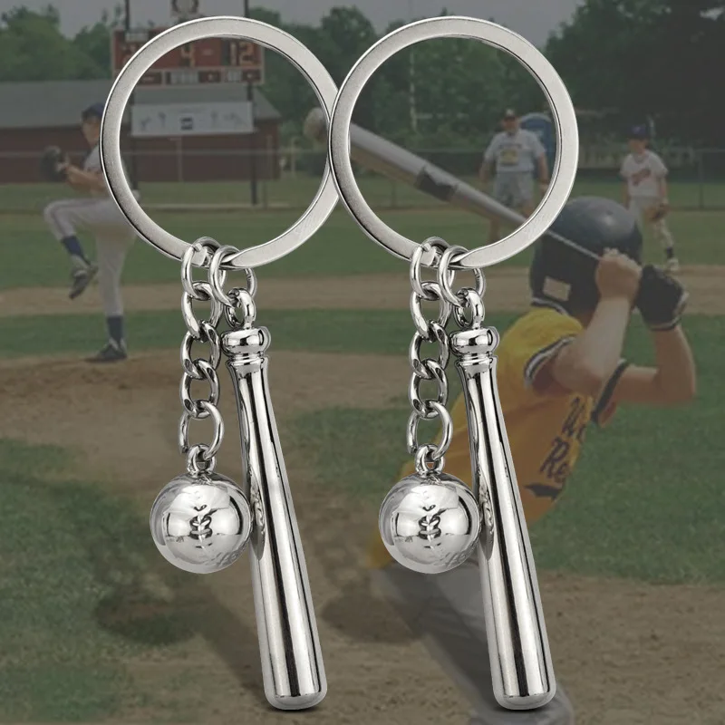Metal Baseball Keychain Pendant Sports Souvenir Simulation Mini Baseball Keychain Gift
