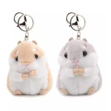 Мини брелок для ключей в виде хомяка, помпоны из искусственного кроличьего меха, пушистые безделушки, подвеска для автомобильной сумочки, брелок, кольцо держатель