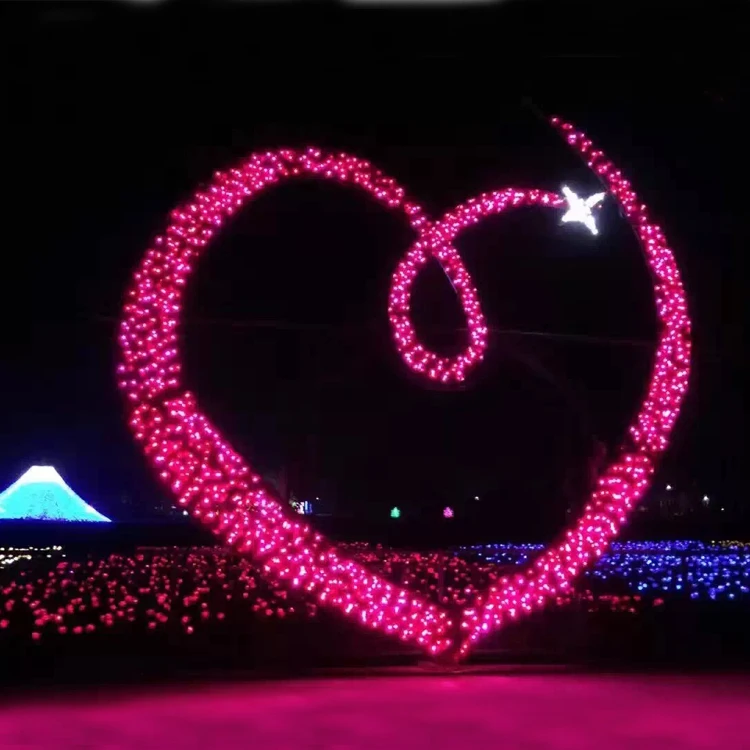 Heart shape corridor led lighted heart shape for wedding outdoor decoration 3d pink heart shape arch motif light