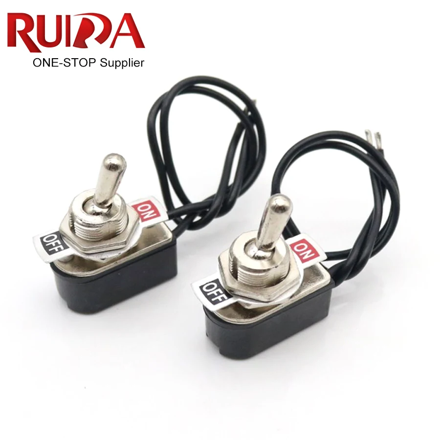 Высокое качество KNS-1 6A 250В AC ВКЛ-ВЫКЛ Prewired Стандартный тумблер кулисный переключатель 12В 10А SPST с