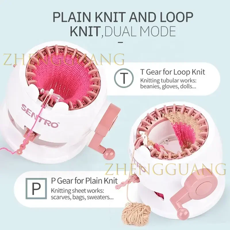 Zhengguang Toys Educational Pretend Play DIY Hand Crank Scarf Sock 22 Needles Wool Loom Christmas Knitting Machine Toy For Kids
